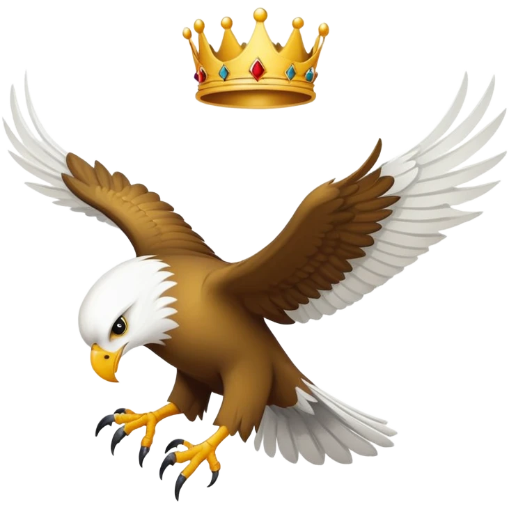 Una àliga daurada amb corona i un colom agafat amb el bec. emoji