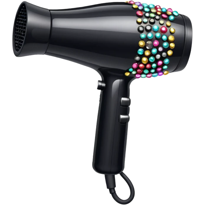 black blow dryer covered in gems emoji