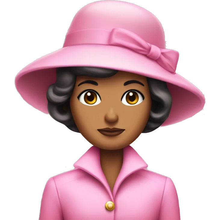 Jackie Kennedy day of assasination in pink suit with small pillbox hat emoji