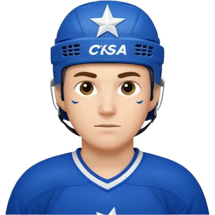 хокеист форма синия на форме эмблема звезды и надпись ска emoji