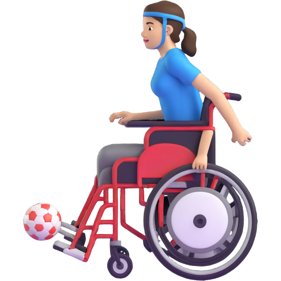 woman in wheelchair playing football emoji