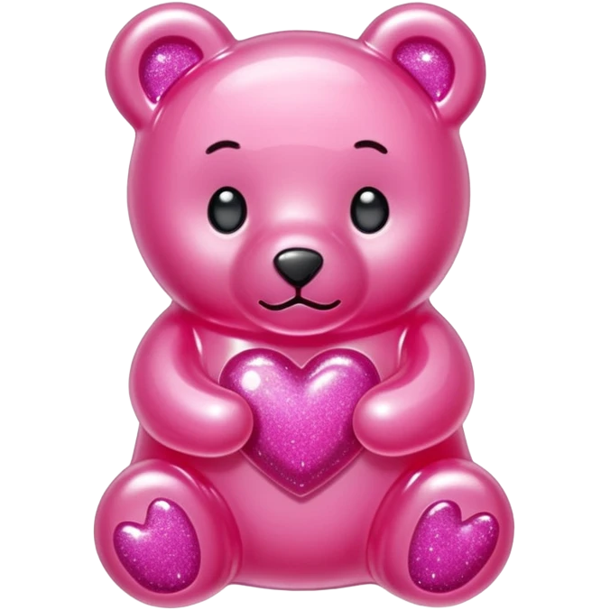 transparent pink gummy bear tender heart glitters pink emoji