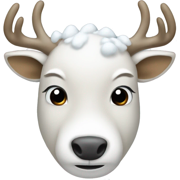 White reindeer with snow on antlers emoji