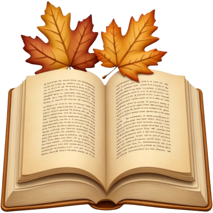 beige autumn open book with leaves on it emoji