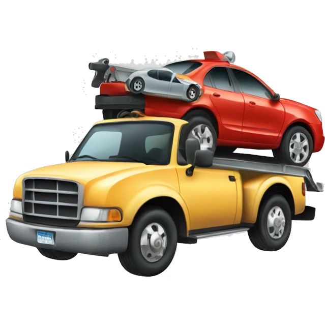Tow truck carrying a smaller car  emoji