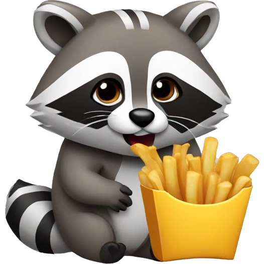 raccoon eating french fries emoji