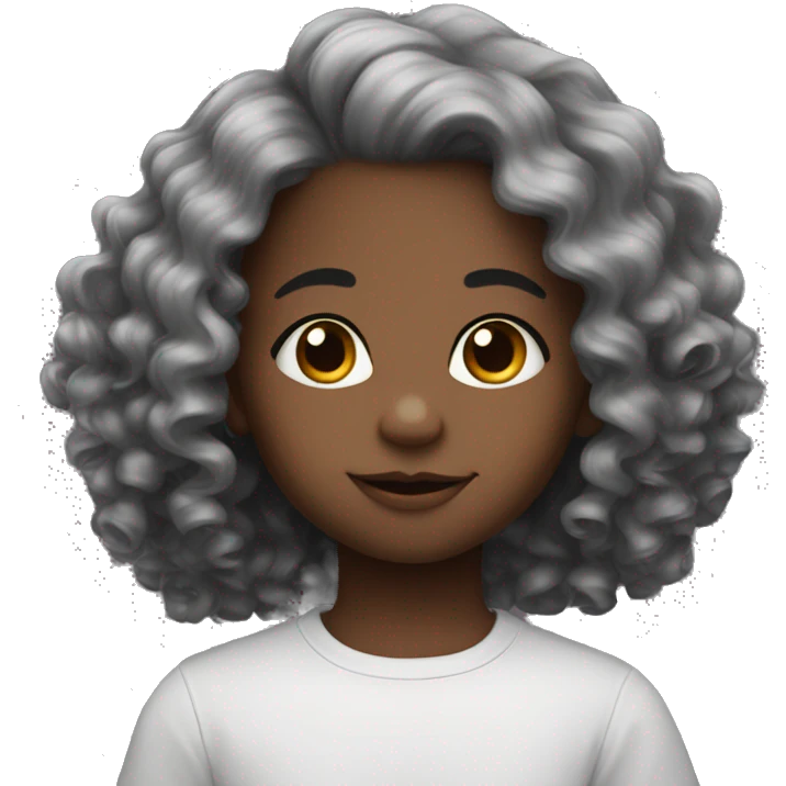 Baby face dark long curls emoji