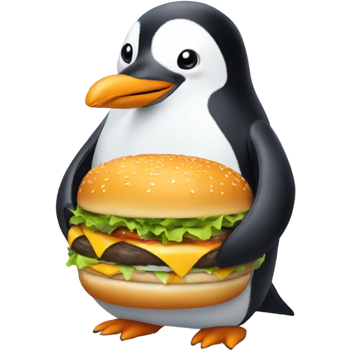 Penguin eating hamburger  emoji