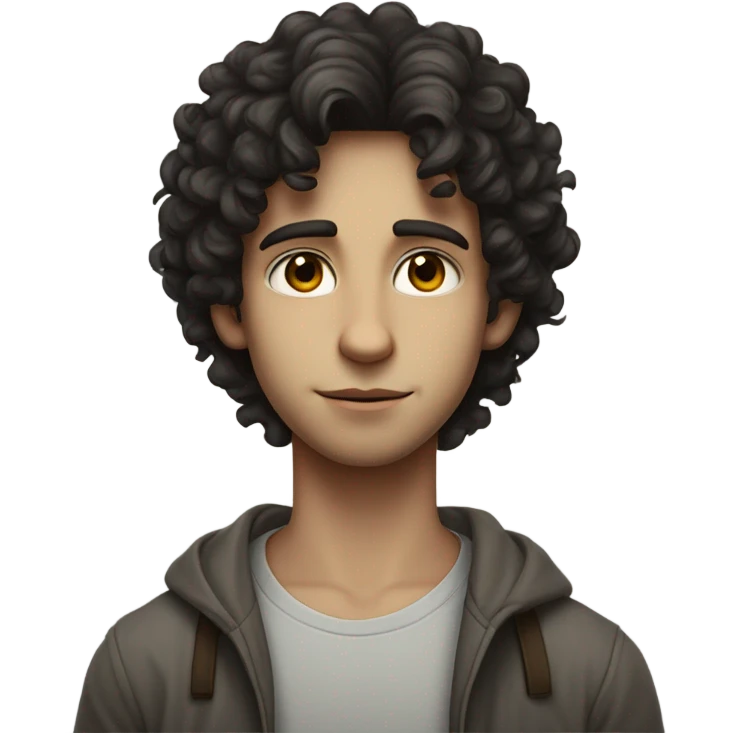 "A young man with dark curly hair, pale skin, and a thin build. He has a humble, thoughtful expression and wears simple, slightly worn clothing. A subtle Star of David appears nearby." emoji