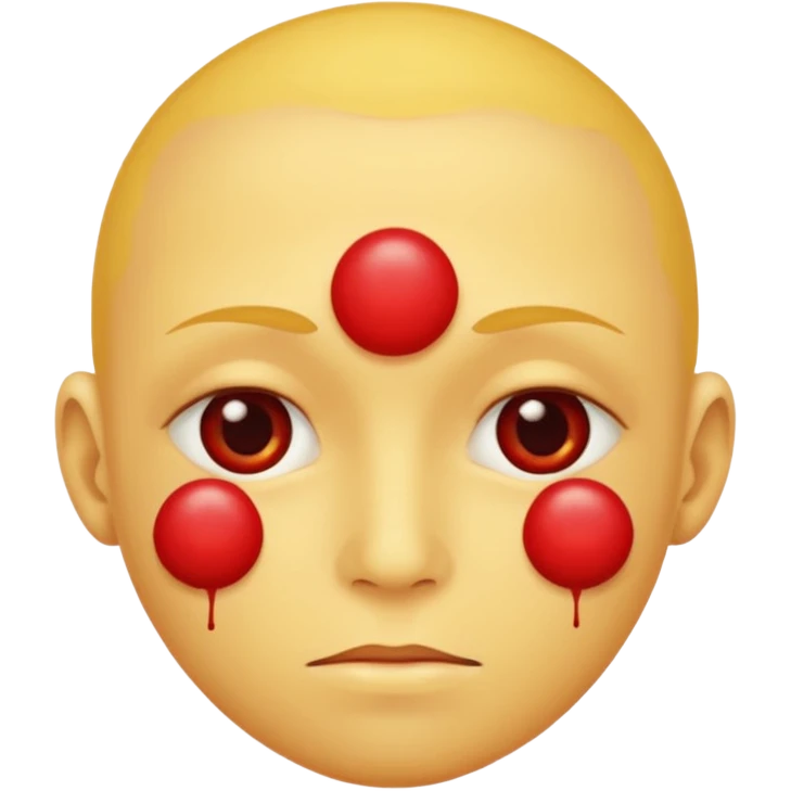 A circular yellow face with many herpes sores that are close together and red  emoji