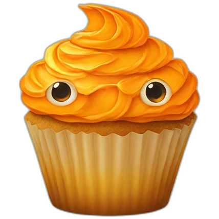orange cupcake with eyes emoji