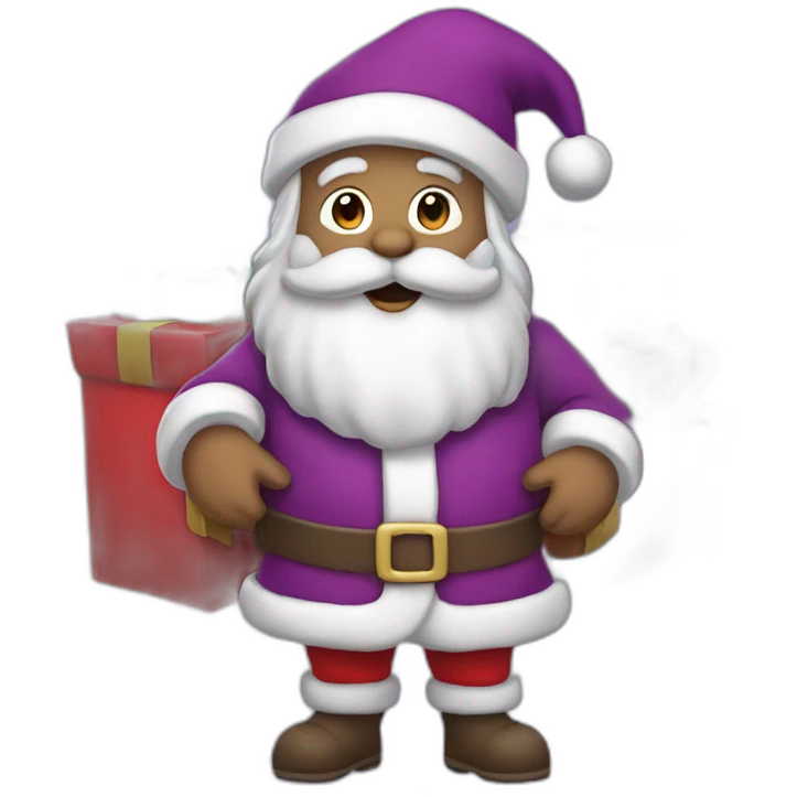 Santa Claus dressed in purple delivering presents emoji