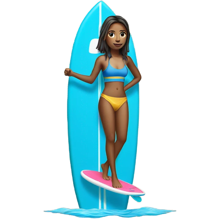 Girl standing on a blue paddle board  emoji