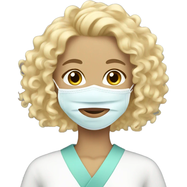 Blonde curly hair girl with spa face mask on emoji