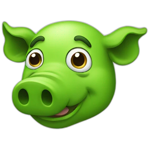 Green pig head cartoon emoji