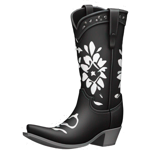Cowboy boot in black with white pattern  emoji
