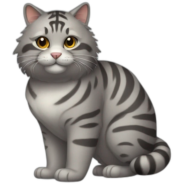 fat and fluffy grey browntiger cat emoji
