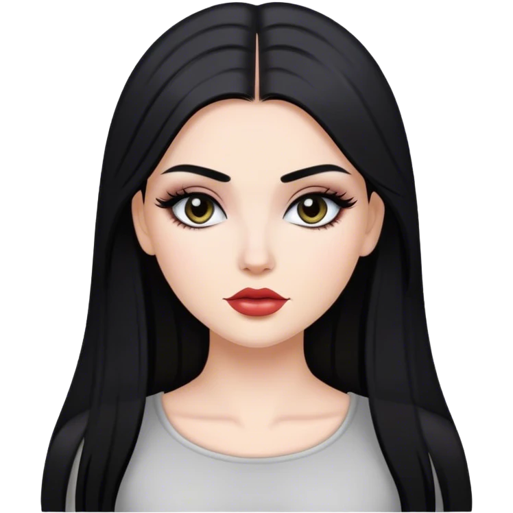 White girl with black straight hair and with makeu emoji