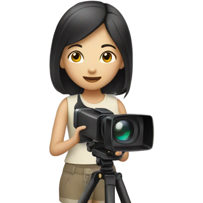 asian girl with video camera emoji