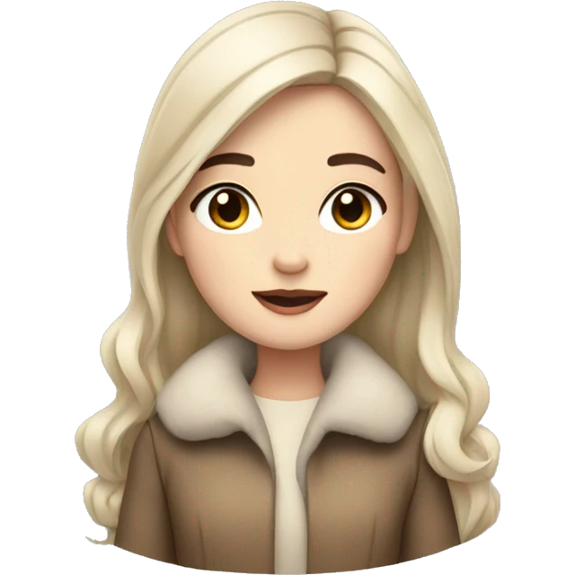 pale girl with black hair wearing fawn coat emoji