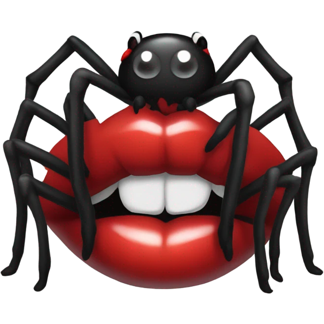 red lips with black spider emoji