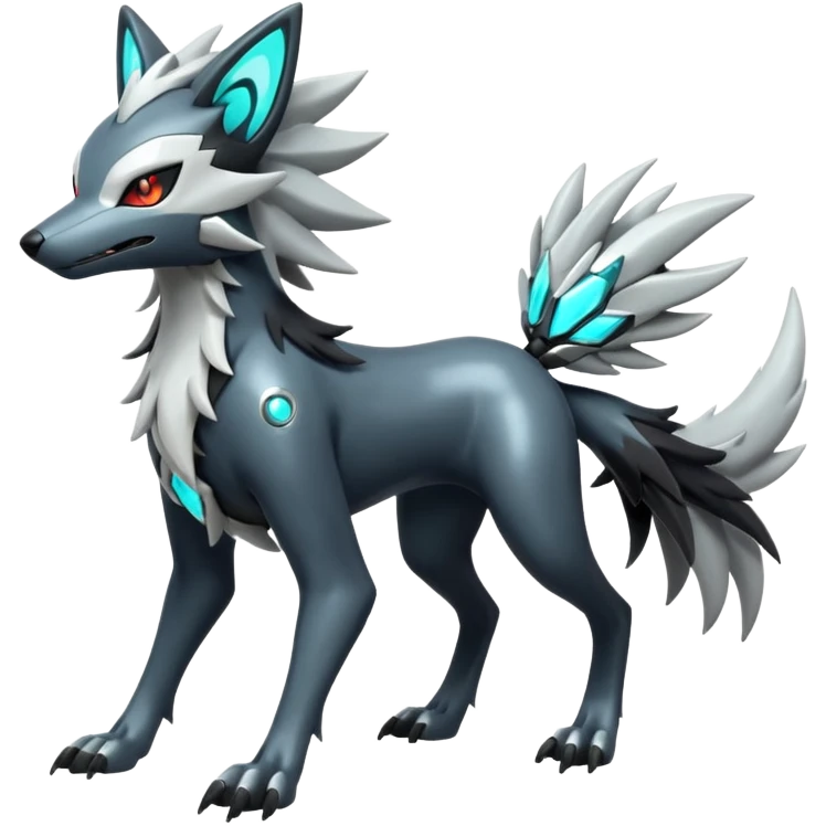 Futuristic Shiny Mightyena-Silvally-Fakémon-hybrid-creature (full body)  emoji
