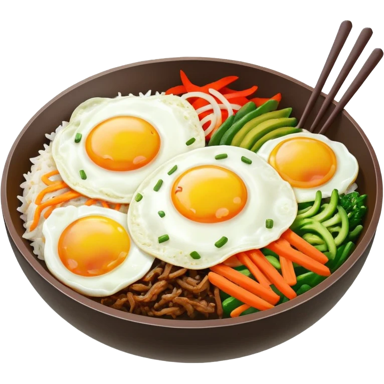 korean bibimbap. on th top, it has one fried-egg emoji