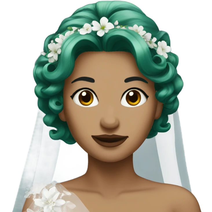 Dark green hair bride emoji