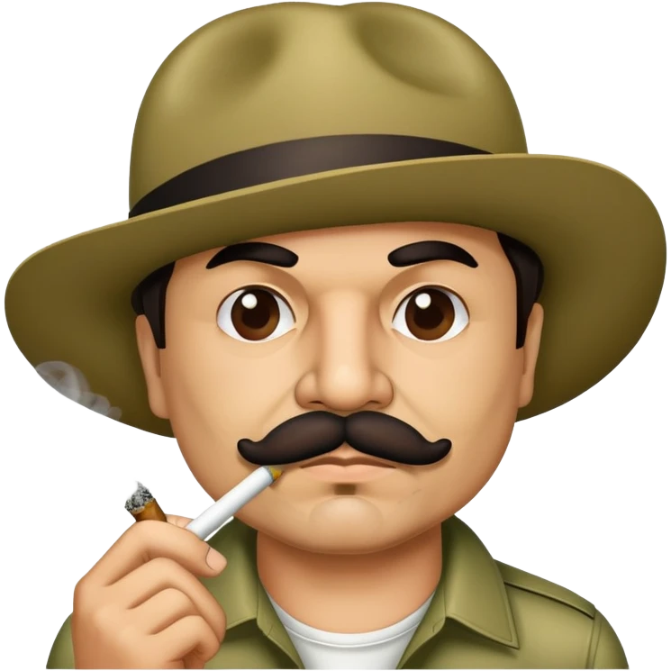 El Chapo Guzman with distinctive mustache smoking a marijuana joint emoji