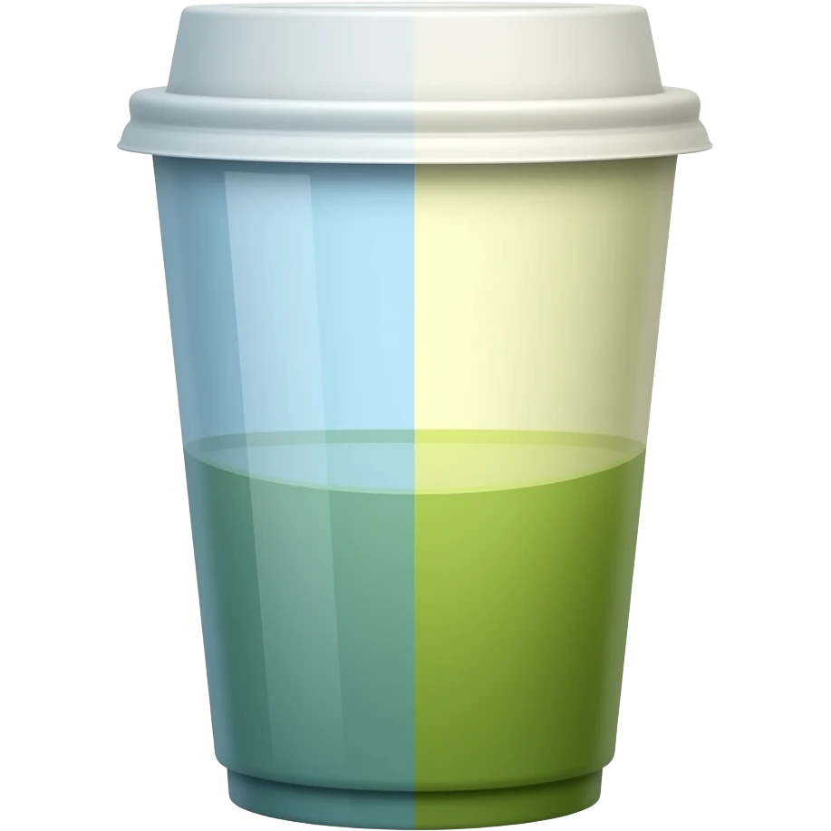Half BLUE half YELLOW matcha in a to go cup emoji