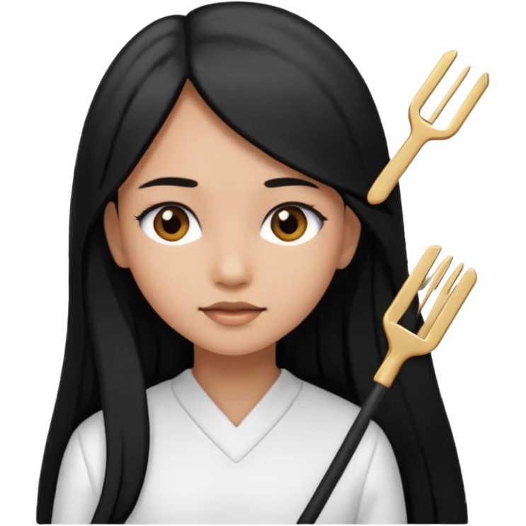 A girl in white with black long straight hair with hairclip and light brown skin emoji