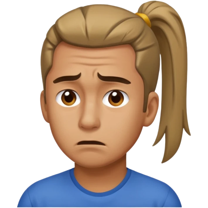 Distraught man with ponytail emoji