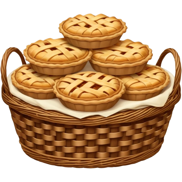 Brown wicker basket with pies emoji