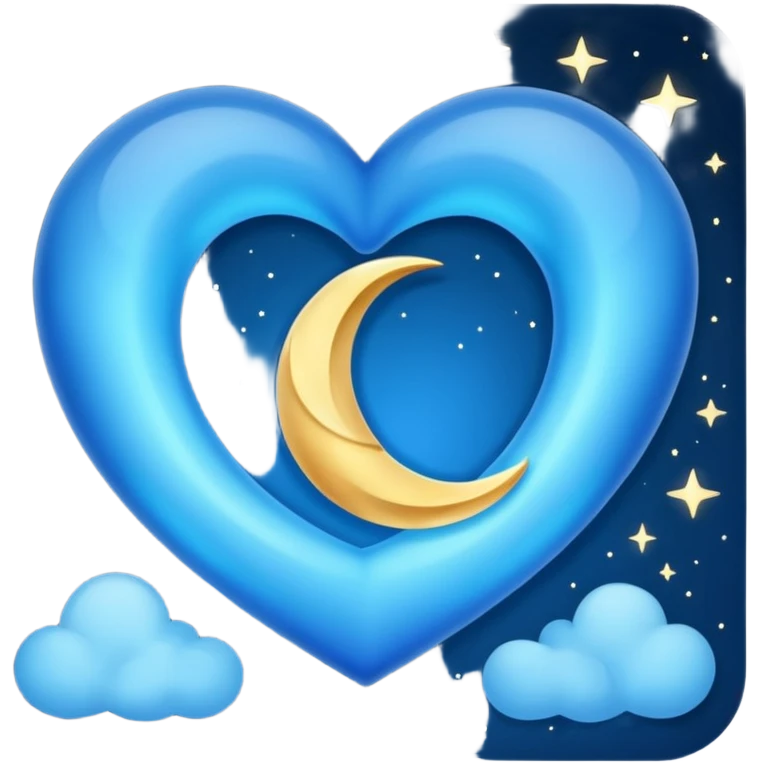 blue heart with a moon emoji