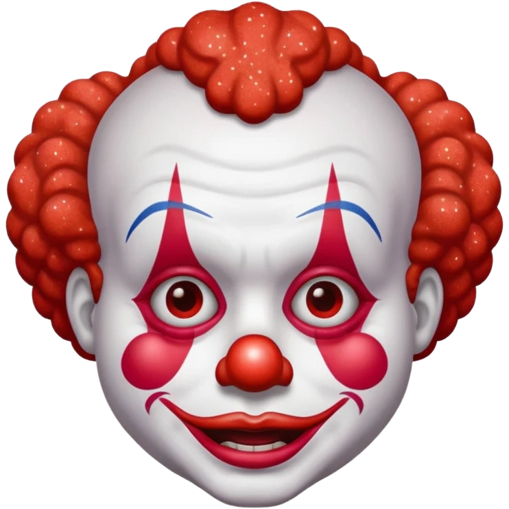 red glitter clown with the retarded facial expression emoji