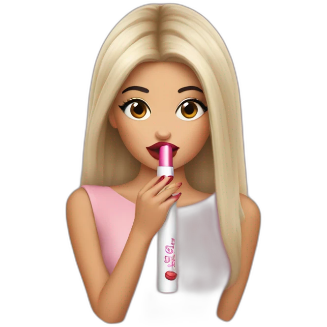 Kylie Jenner holding her small lipstick lips emoji