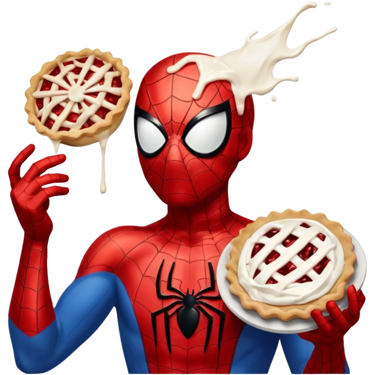 Homem aranha levando torta na cara emoji