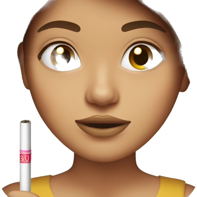 brown haired girl with cig in mouth emoji