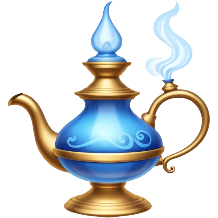 aladdin's lamp with blue genie smoke emoji