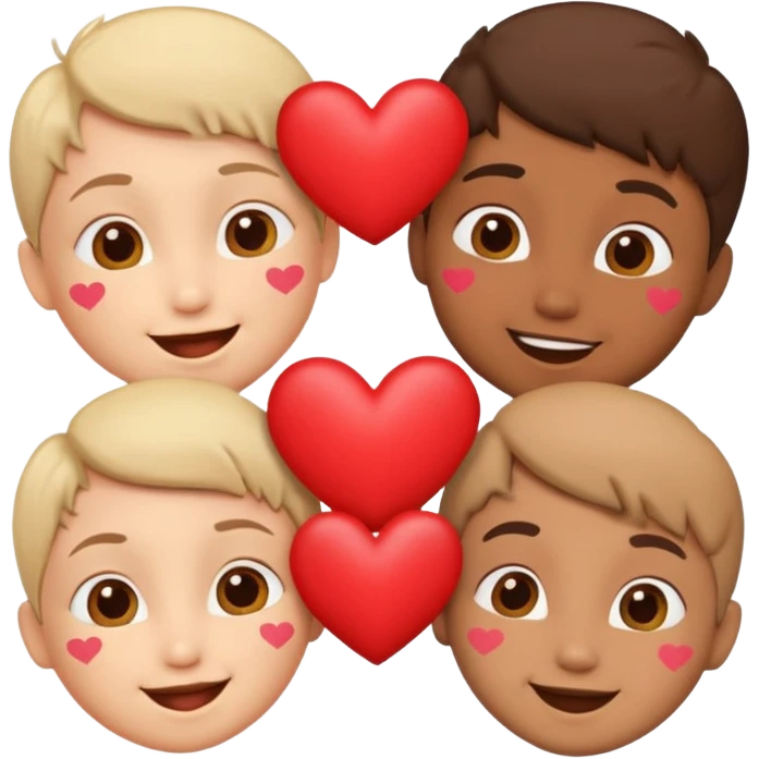 Cute kissing faces with hearts  emoji