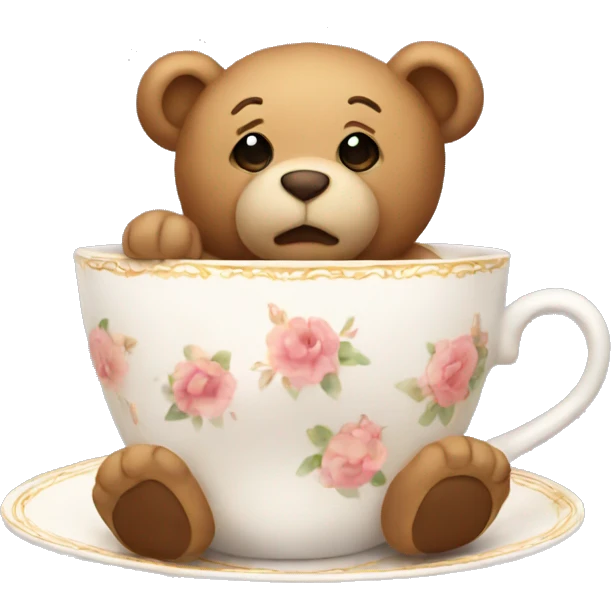 Teddy sitting in a tea cup emoji