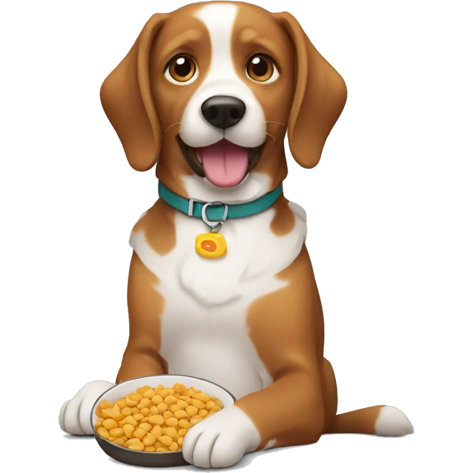 dog with treats in dog bowl emoji