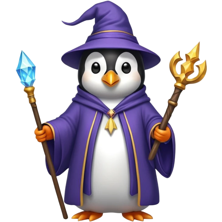 Penguin Wizard with human body emoji