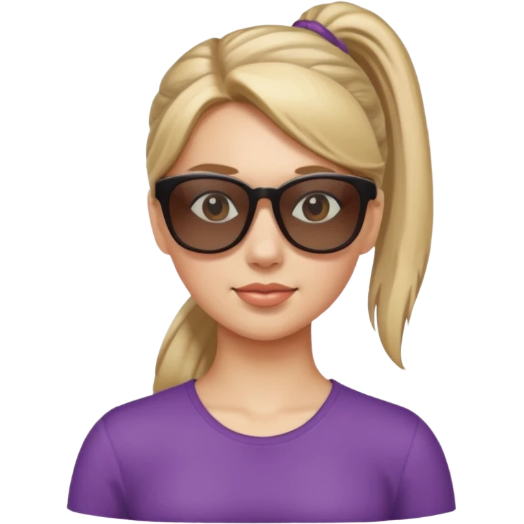 Woman with ponytail, sunglasses emoji