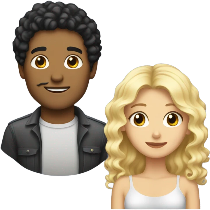 couple blonde girl and guy with black curly hair emoji