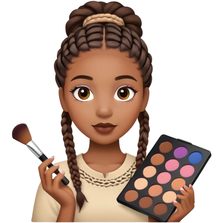 black girl with braids holding makeup pallette emoji