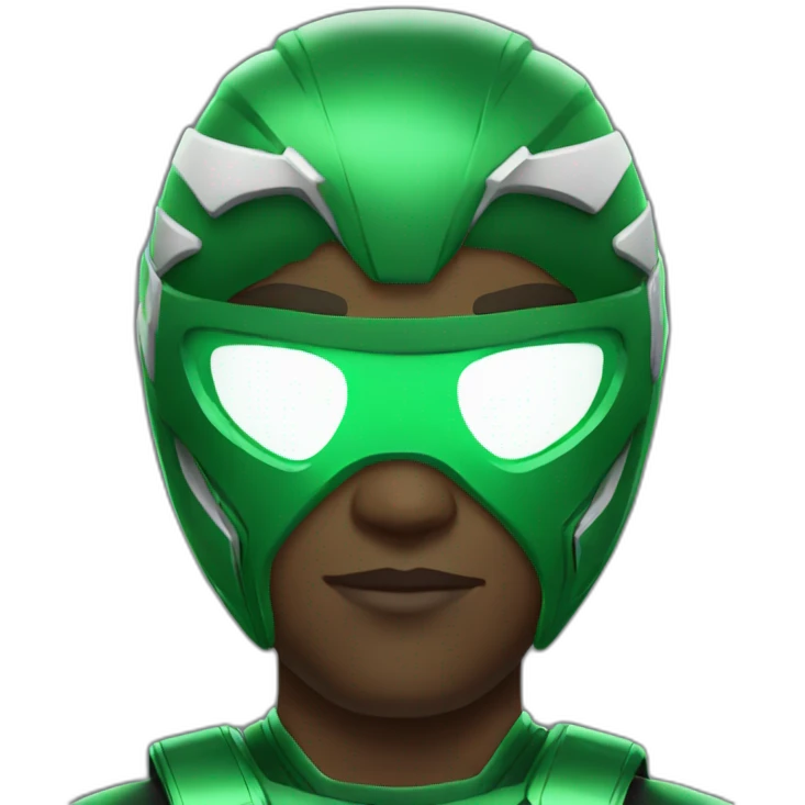 Black man as a green power ranger without a helmet  emoji
