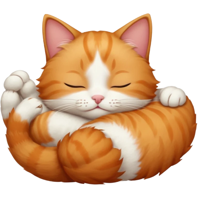 ginger and white small cat eyes closed lying down upside down emoji