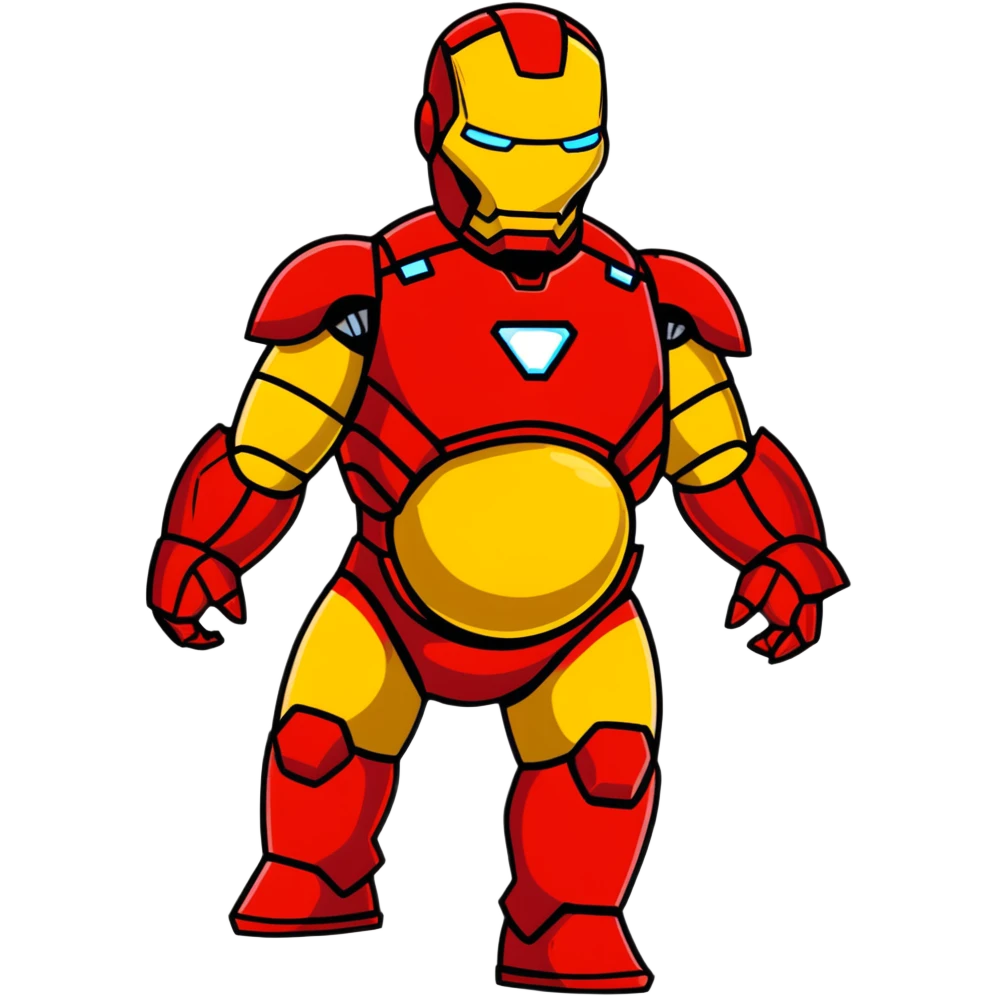 Iron Man with a pregnant belly, wearing red and gold armor suit emoji