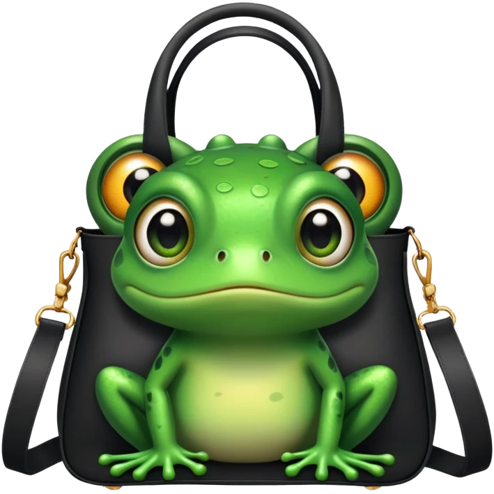 Frog with black tote bag emoji